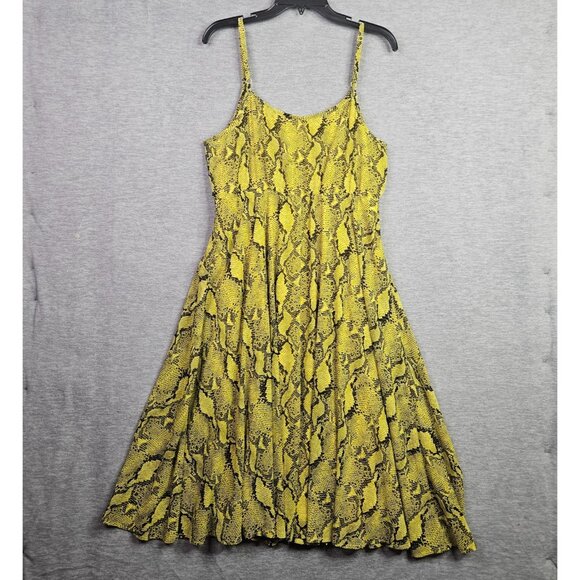 torrid Dresses & Skirts - Torrid Tellow Snake Printed Midi Chiffon Pleated Dress Size 0 NWOT